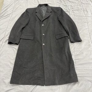 Silver Cloud Coat Mens 44L Long Black Wool Cashmere Blend Woven in Italy